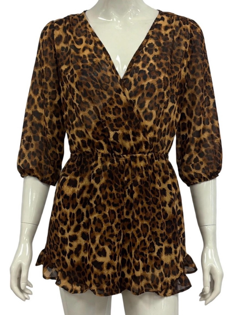 Lovely Day Leopard Print V-Neck Top - Brown & Black